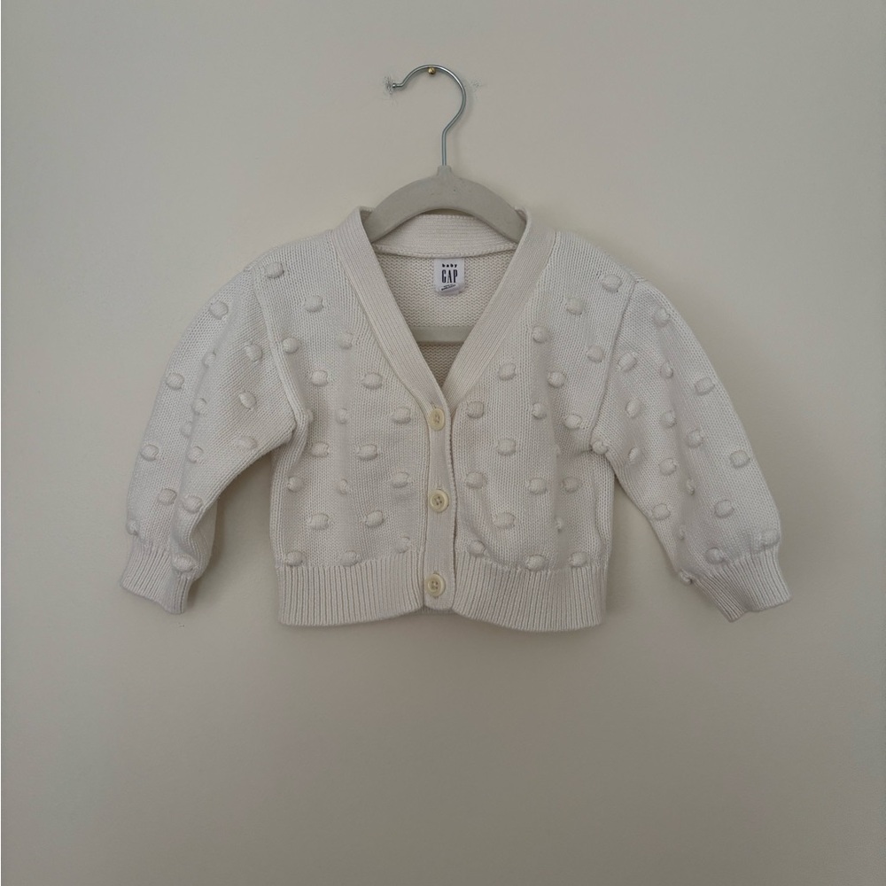 GAP Cream Bobble Knit Baby Cardigan